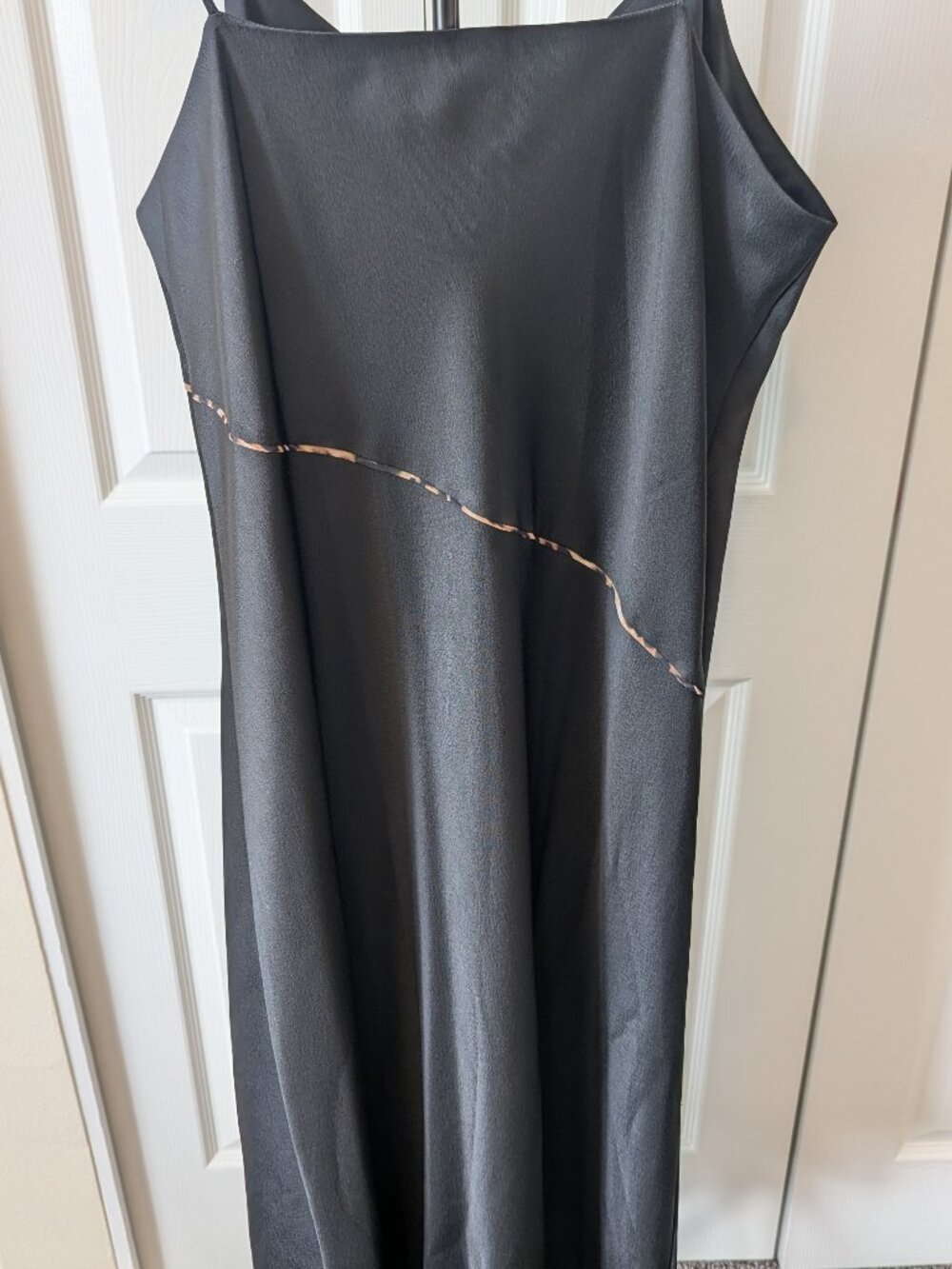 Sam Edelman Midi Cocktail Dress 14 Black spaghetti strap slip dress Leopard Cami